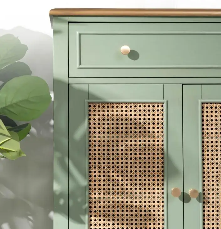 American Style Do Old Green Retro Rattan Door Porch Cabinet Storage Cabinet Modern Shoe Cabinet Solid Wood