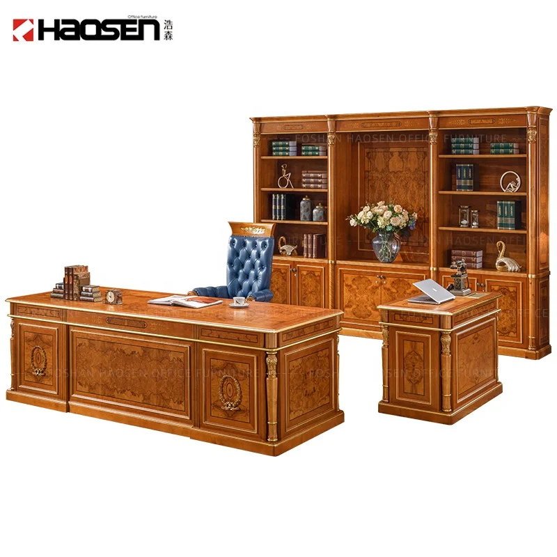 Italian style luxurious Wooden government Business Royal executive desk office Furniture