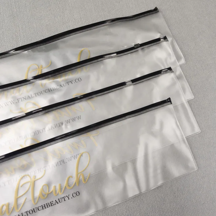 Biodegradable wig plastic packaging poly bag frosted zip lock hair extension bags