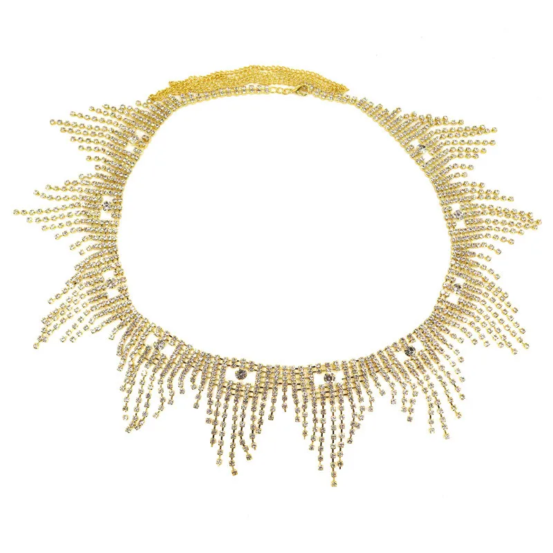 Luxury stainless steel body chain crystal waist chain for women