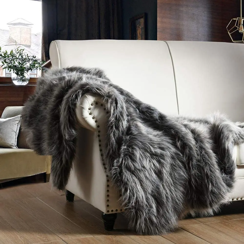 
OEM ODM Custom Luxury Faux Fur Throw Blanket Fuzzy Elegant Throw Blanket 