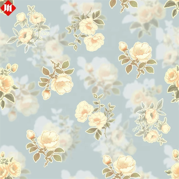 Luxury private custom-made silk digitally printed textile fabrics Polyester woven satin digital printed fabrics