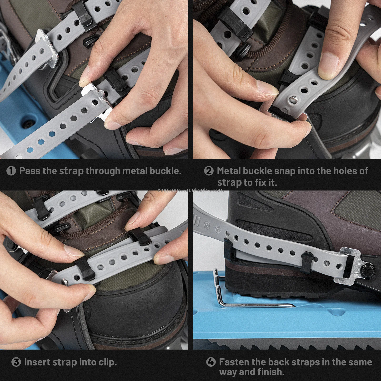 Light weight Plastic snowshoes with Double Hole Strap binding with heel lift All Terrain Snowshoes for Adults Youth