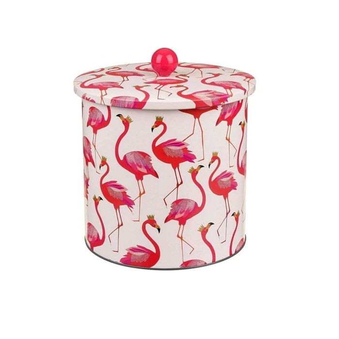 popcorn tin barrel with easy open lid and knob food grade biscuit metal bucket with lid customize round shape cookie tin barrel