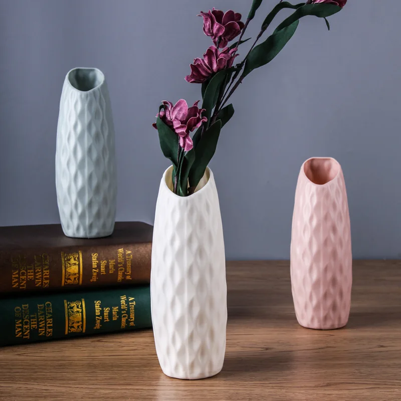 
Shatter-Proof Desk Flower Arrangement Vases,Nordic Style Plastic Flower Vase Home Decor,High Quality Ceramic Look Plastic Vase 