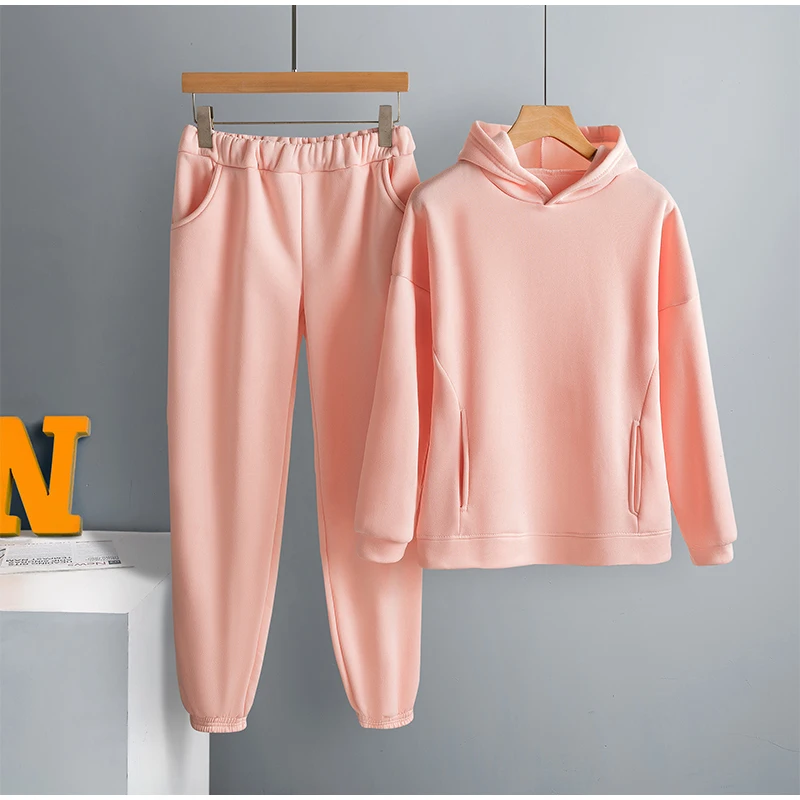 Women Elegant  Loungewear Sets For Women Warm Hoodie Sweatshirts Fashion Two Piece Sets Ladies  Sweatshirt Suits