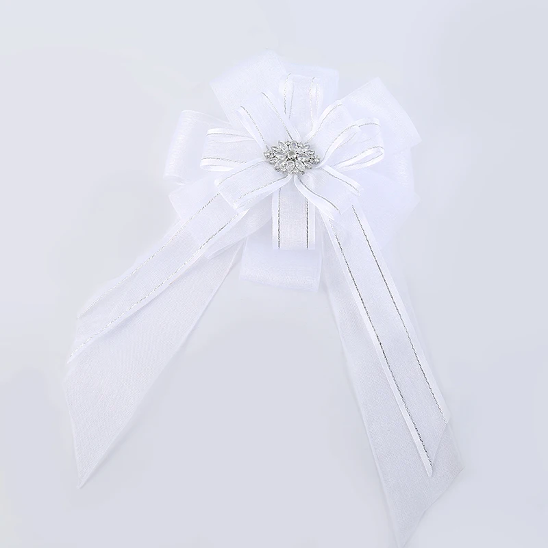 Новейший дизайн, эстетические шифоновые заколки для волос с большим бантом из циркония для свадьбы