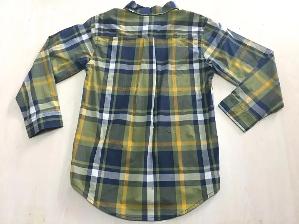 Рубашка с длинным рукавом для мальчиков, рубашка из 100% хлопка в клетку для детей