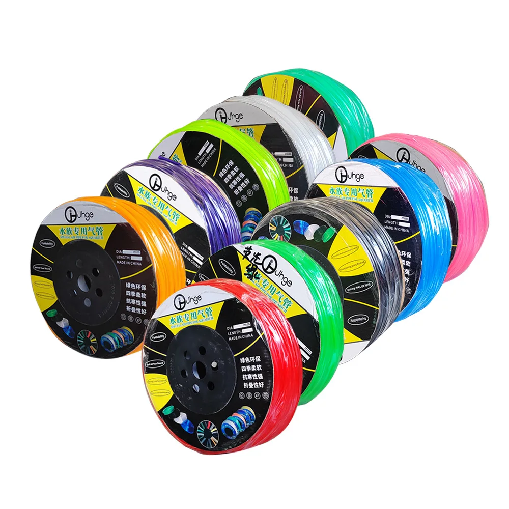 Colorful 4*6mm 100m/roll Aquarium Elastic Aeration Hose Fish Tank Air Pump Soft Pipe Flexible Oxygen Tube Line