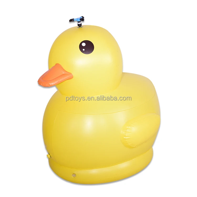 Large Yellow Duck Inflatable Toy for Kids Unisex PVC and Plastic Material for Outdoor Sprinkler Splash Backyard Play