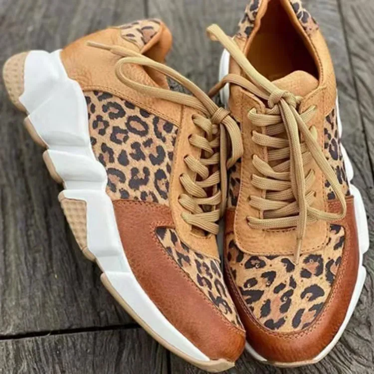 SP-109 2022 Latest Hot sale fashion brown Leopard print sneaker for women casual daily Running sports shoes