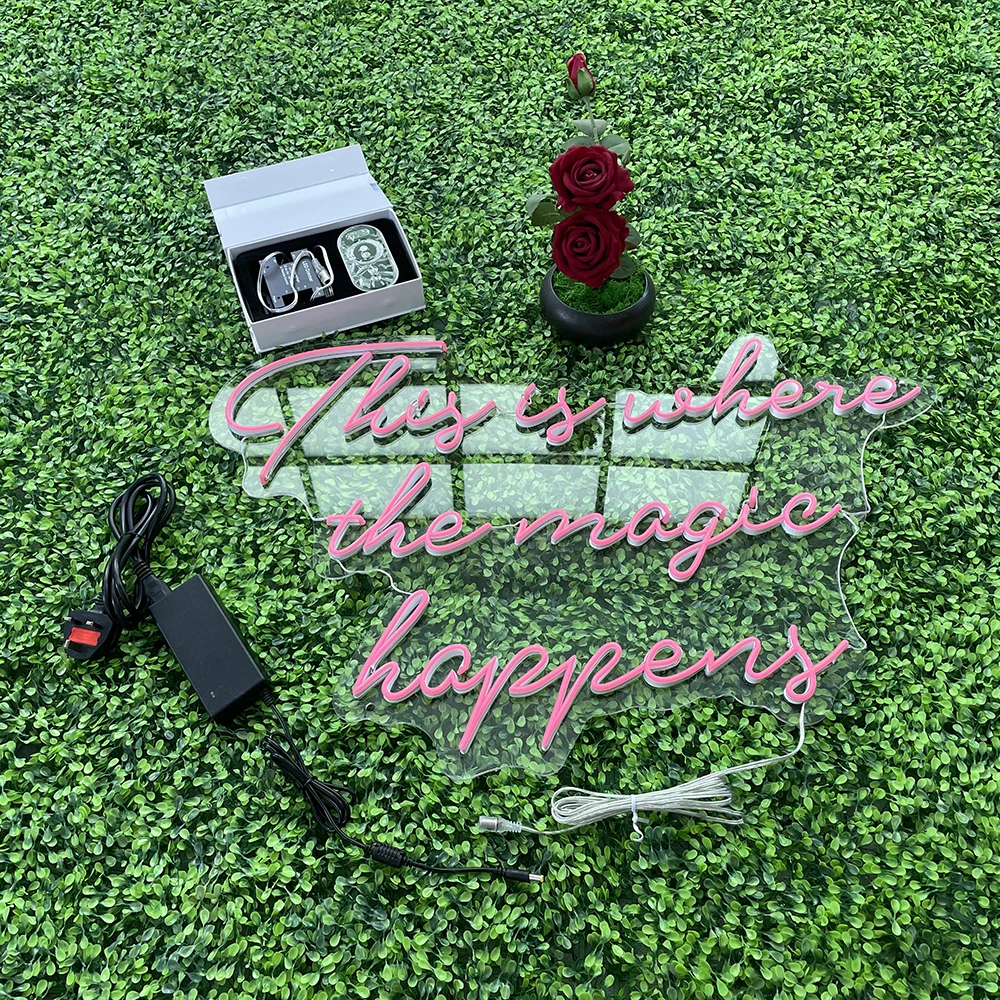 OUX Droppshipping Arcylic Neon Led Light Sign Neon Lights Decoration This is Where the Magic Happens Neon