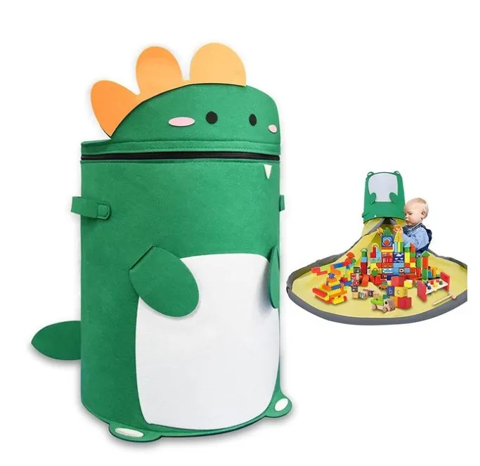 Multipurpose Toy Storage Bags Children Blocks Play Mat Organizer Bucket Large Capacity Cartoon Sundries Arrange Barrel Household