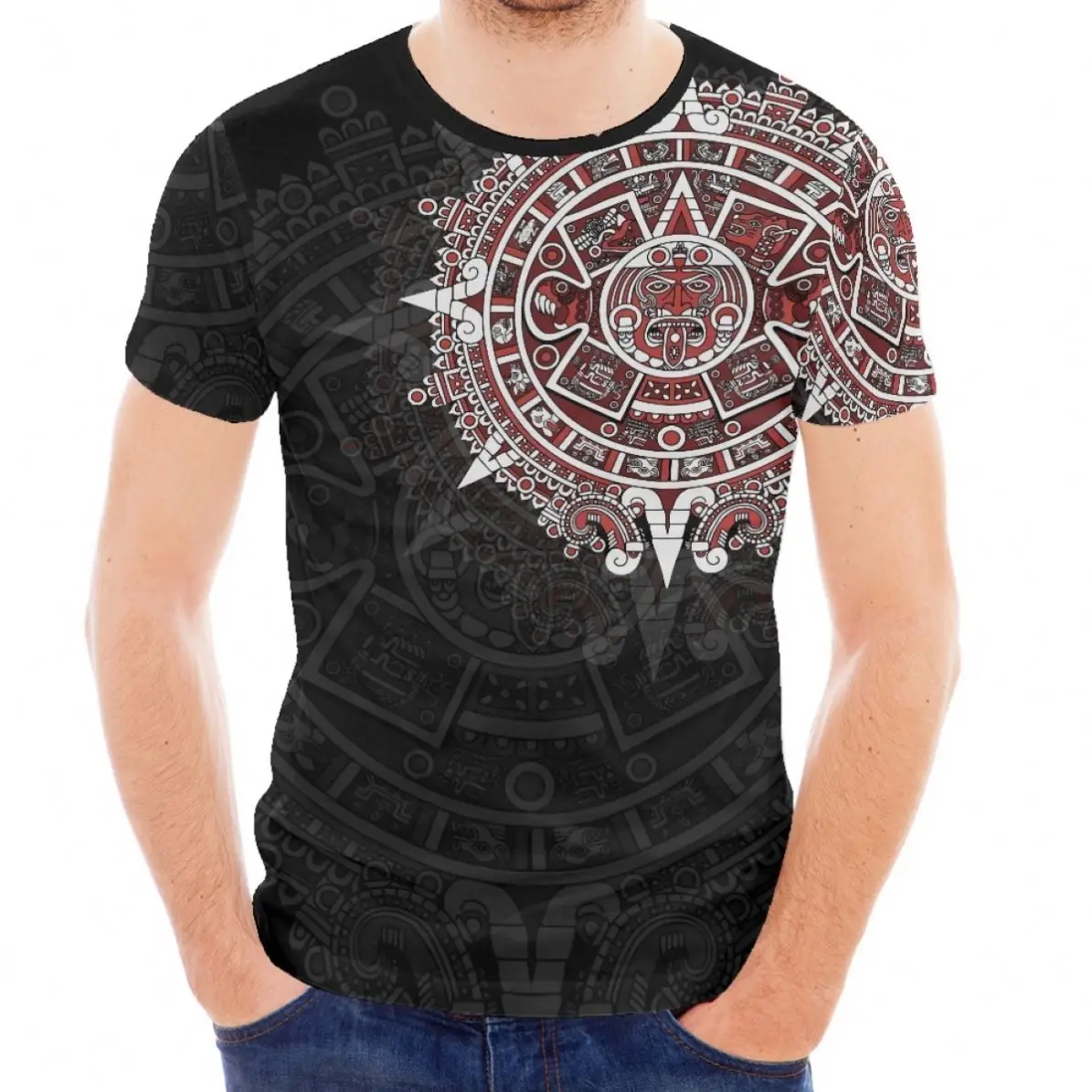 Wholesale T-Shirt For Men Mexico 3D Print Summer T Shirt For Men Fashion Breathable T Shirt Oversize Aztec Design Men Clothing