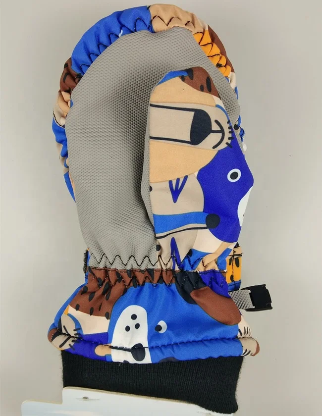 Детские зимние теплые лыжные варежки с мультяшным принтом