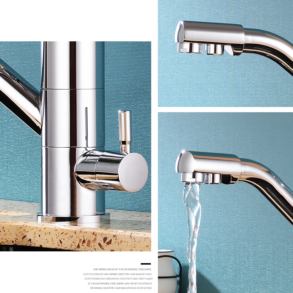 Kitchen Filter Faucet Deck Mounted Black Kitchen Mixer 360 Rotate Drinking Sink Tap Water Purification Tap Crane For Kitchen