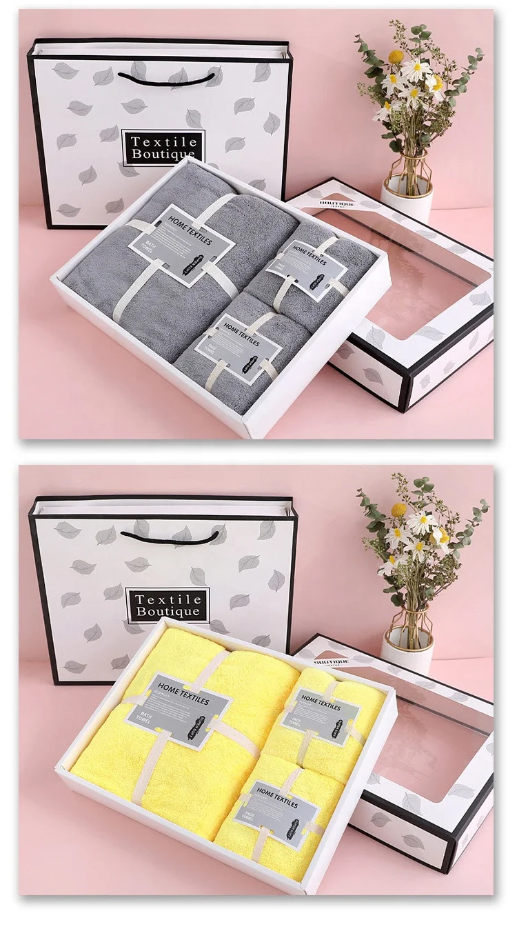 bath towel set gift thick coral fleece soft absorbent face towel bath set