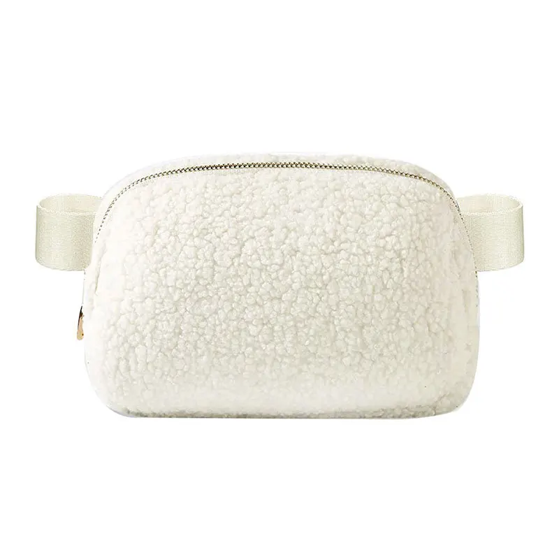 2023 Wholesale Everywhere Belt Bags Global Trending Style Fur Waist Bag Fleece Yoga Running Fur Material Chest Bags for Winter