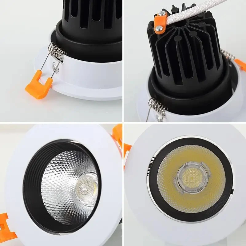 AC 85V-265V LED COB Downlight 5W 7W 10W 12W 15W 18W 20W 24W 30W Recessed Ceiling Lamp Spotlight for Home Use