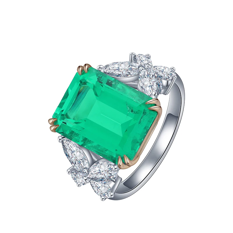 Anster высококачественный лабораторный Выращенный изумруд 6.262ct большой камень 18k золото с пользовательским логотипом дизайн обручальное кольцо