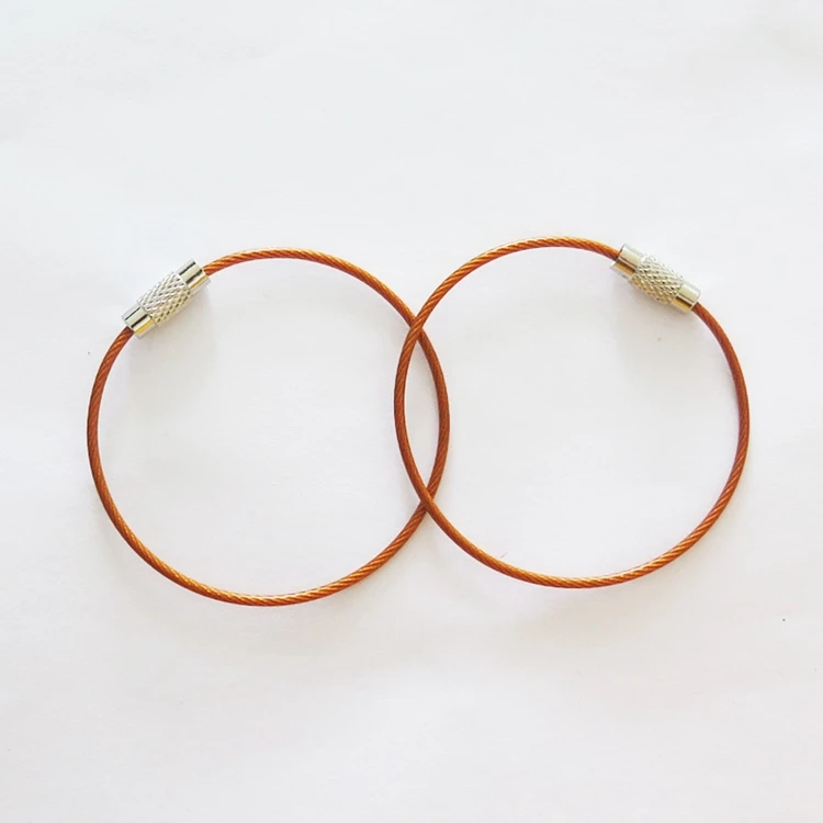 YIWANG Orange 150MM Stainless Steel Cable Key Ring Wire Rope Key Chain