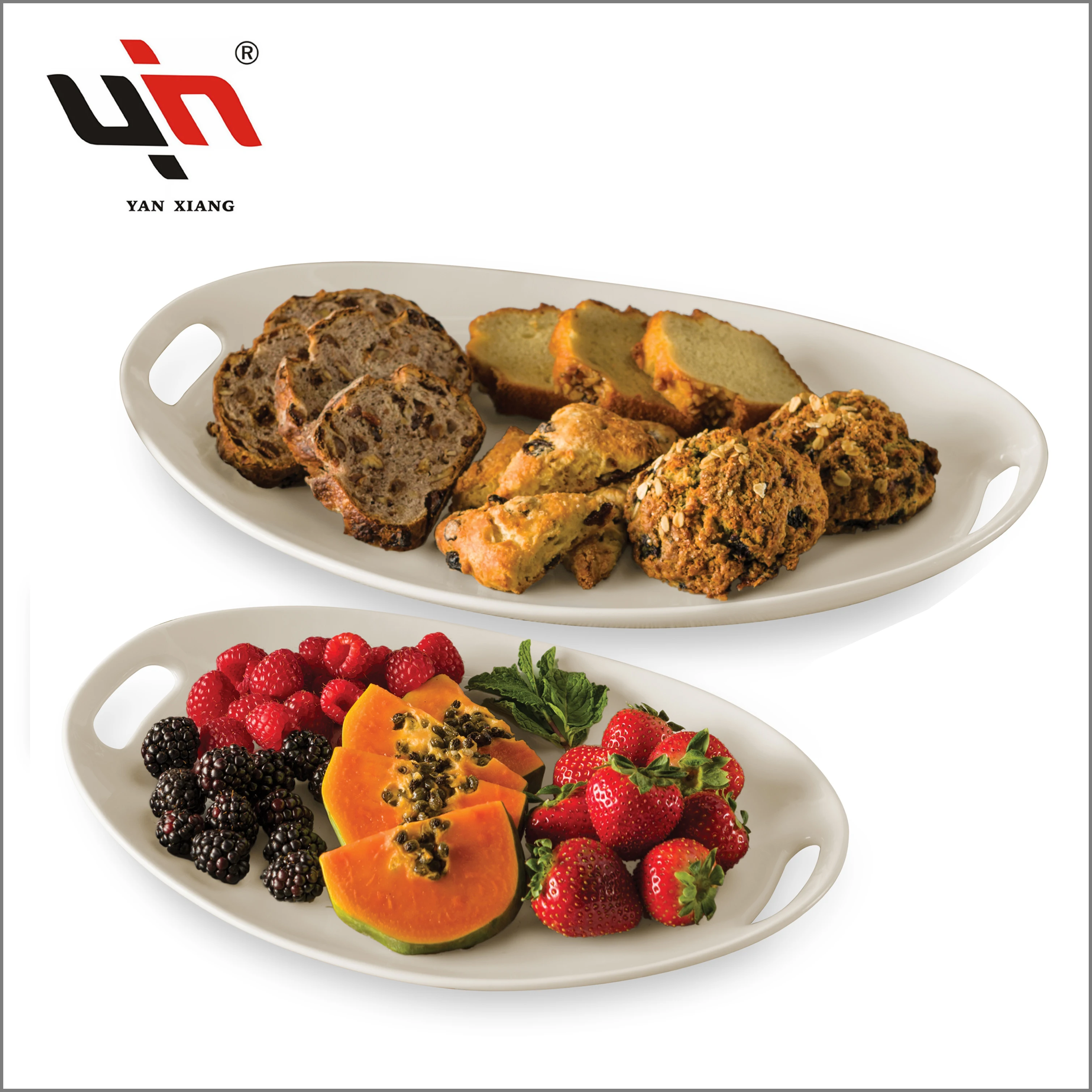 Custom Printed Porcelain Oval Plate Ceramic Buffet Dish Serving Dishes Platters Set For Catering Restaurant