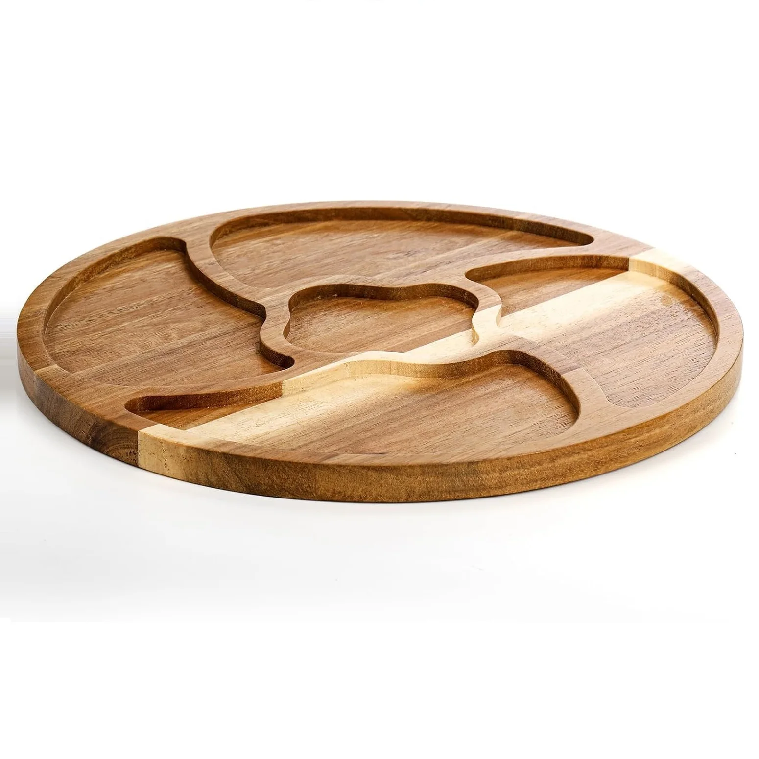 Set of 2 Cheese Board Set 12 Inch Acacia Wood Round Charcuterie Board Food Serving Tray for Fruit Salad Gift Wedding Anniversary