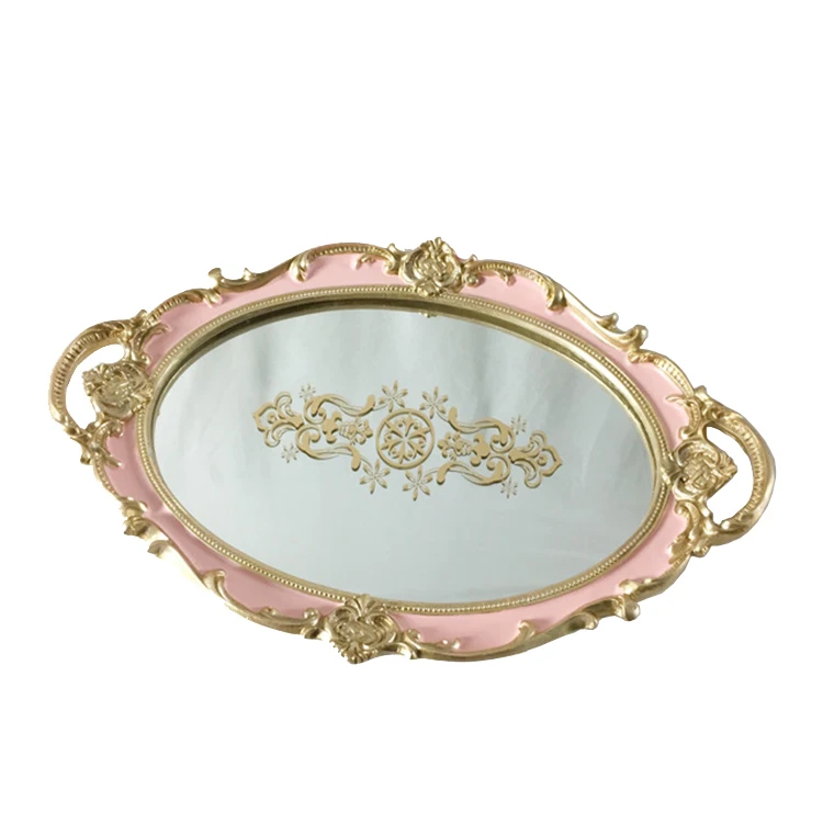 Home Hotel Decoration European Style Plastic Resin Mirror Trays
