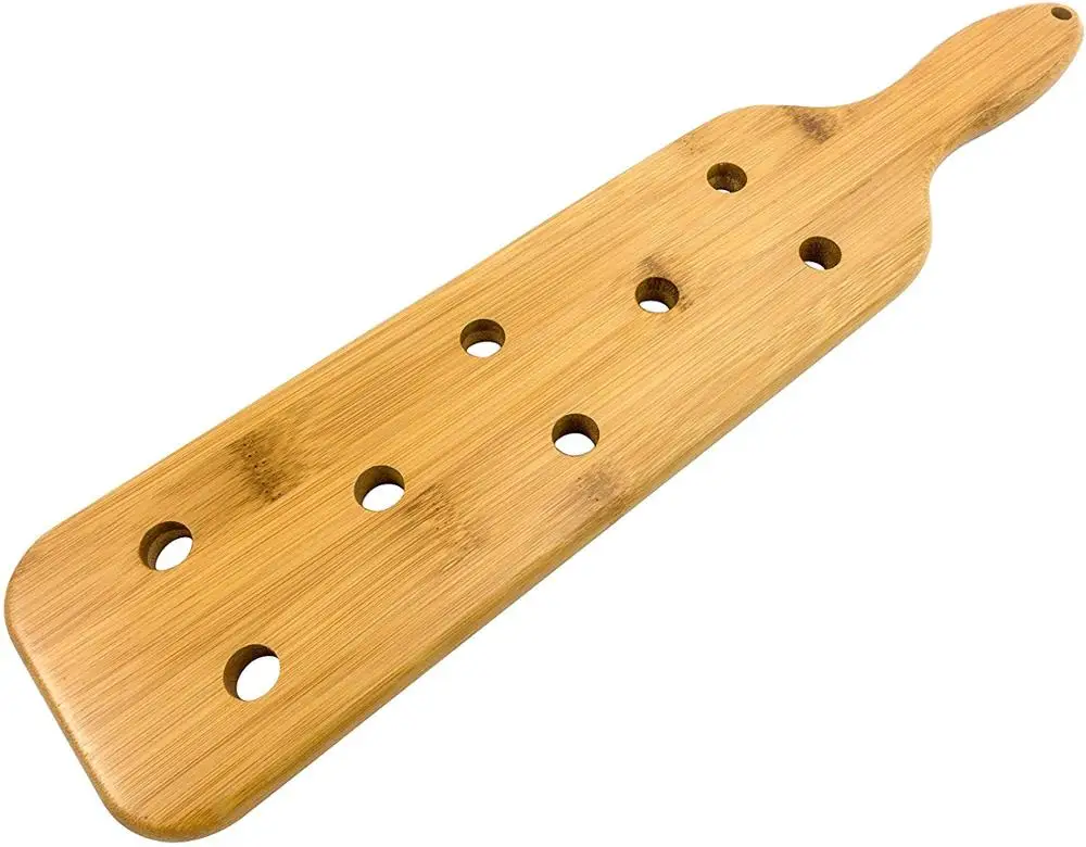 Весло для шлепки из бамбука-весло 16 дюймов с отверстиями для воздушного потока, толщина 1/2 дюйма с шлифованными краями и отверстиями