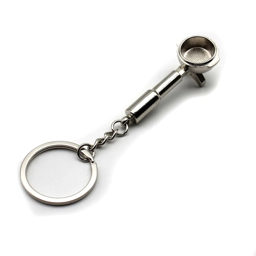 3D Mini Espresso Metal Coffee Shop Machine Handle Pan Tamper Pot Keychain