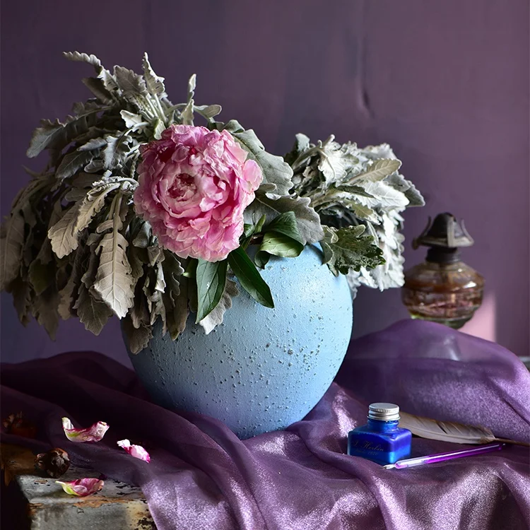 Bixuan Vases Blue Bubbles Retro Distressed Ceramic Jar Vase Unique Golden Decor Art Porcelain Vases Table Centerpieces Set of 3