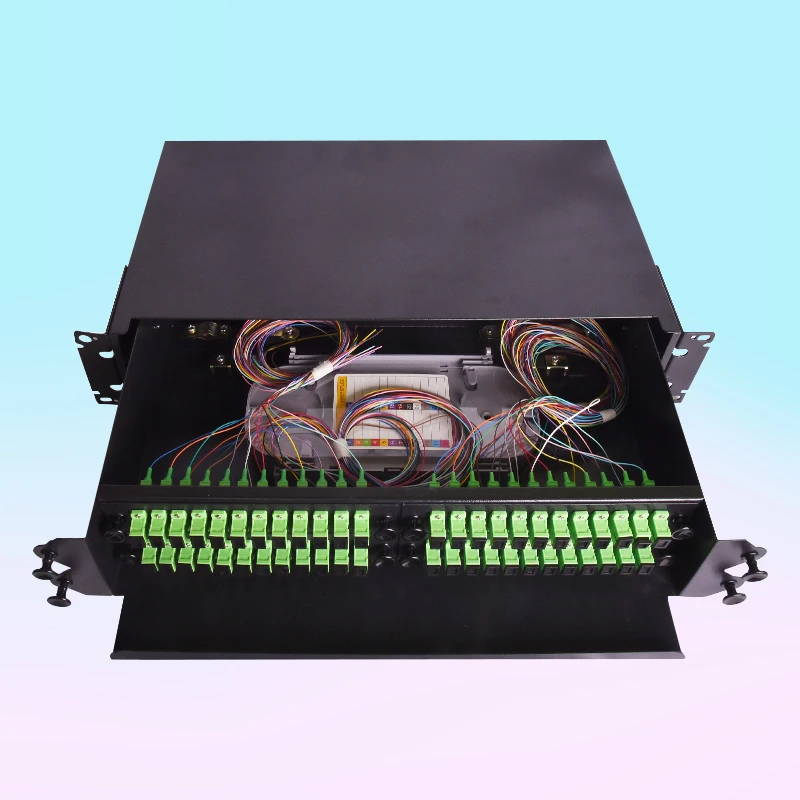 High Density Fiber Optical Metal Panel Apc Unit Box Gpon 47U Cabinet 6 72 Port Distribution Frame 48 Cores Odf Rack Mount