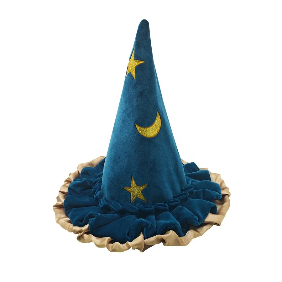 Luxury Halloween Adult Kids Witch Star Hat Party Decor Witch Hat Moon Blue Star Festival Stage Photo Props Hat