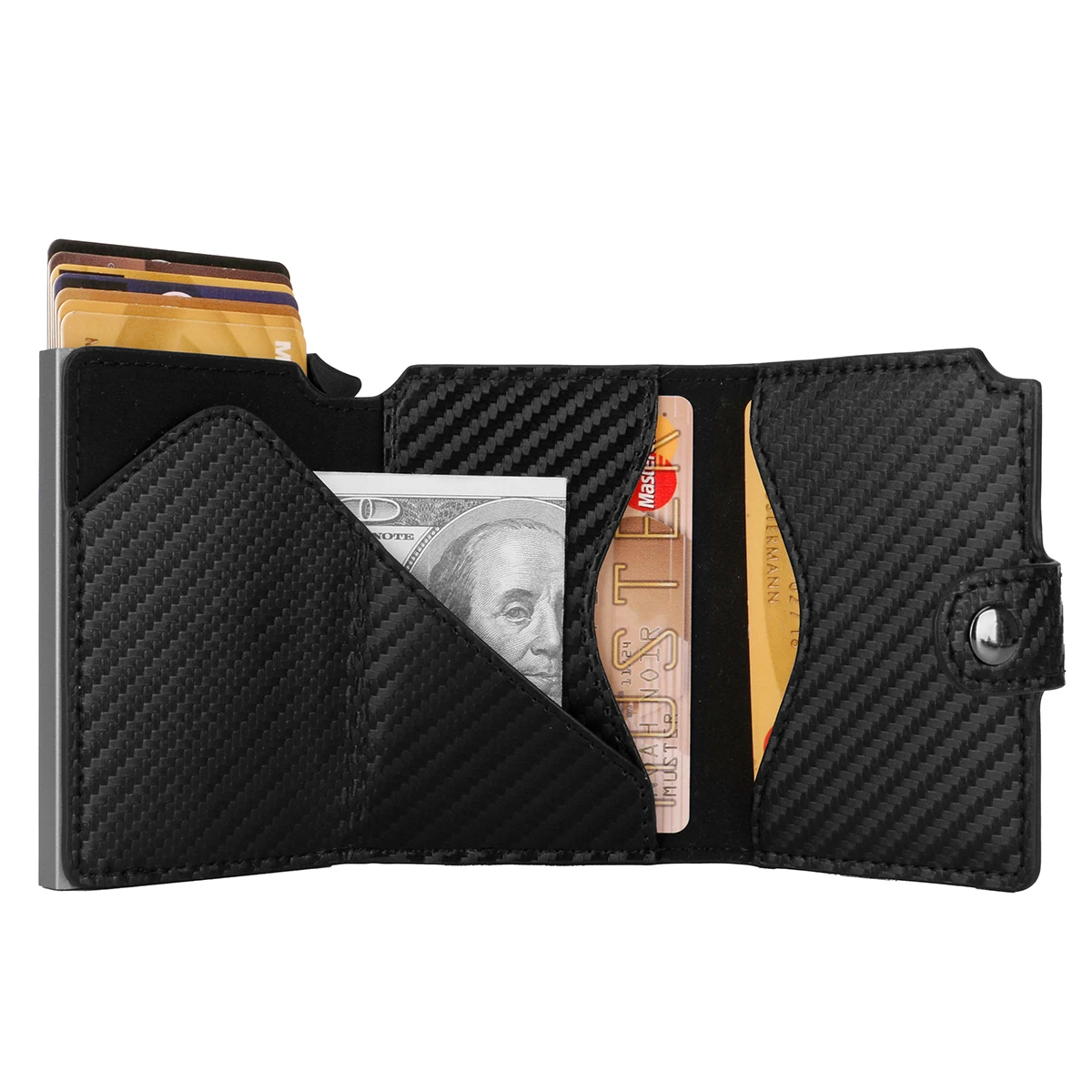 2023 Men minimalist Aluminum pop up wallet RFID blocking card holder leather wallet