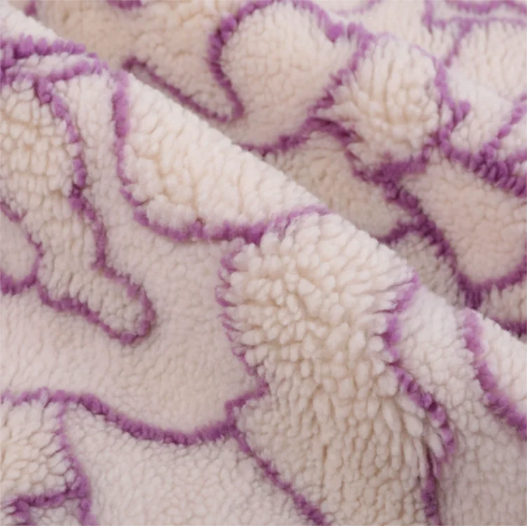 Shaoxing Customized 100% Polyester Printed Fleece Short Pile Sherpa Imitation Plush Lamb Fake Fur Fabric