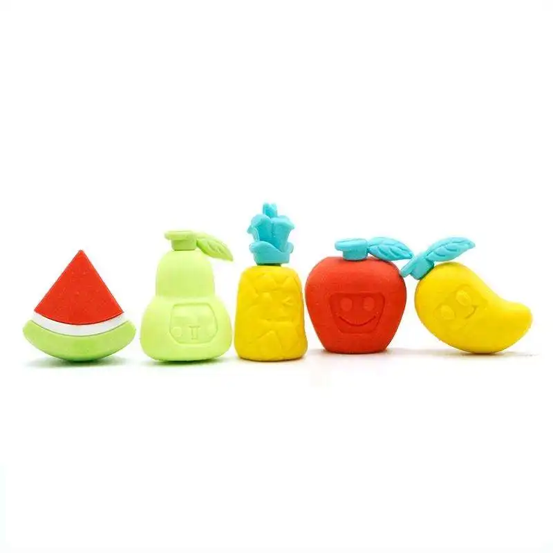 Soododo XDZ1020 Hot Sale News Fruit Series Promotion 3D Pineapple Apple Eraser Cute Eraser Set Colors Drawing Eraser