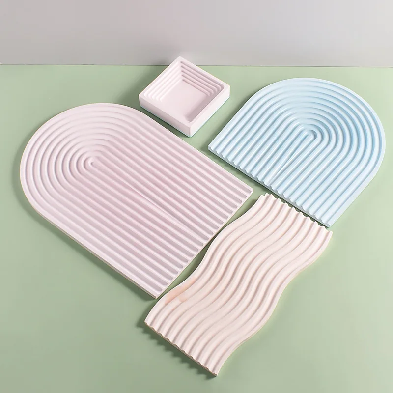 High Quality Wholesale Multi Types U Shape/ Waves Design Epoxy Casting Moulds for DIY Home Decor Silicone Resin Molds for Plates