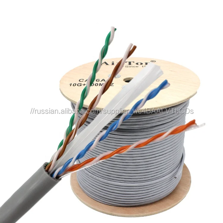 Кабель cat 6a 650 МГц 10 г 23awg 0,56 мм 4 пары голые медь FPE изолятор неэкранированный utp cat6a кабель 305 м