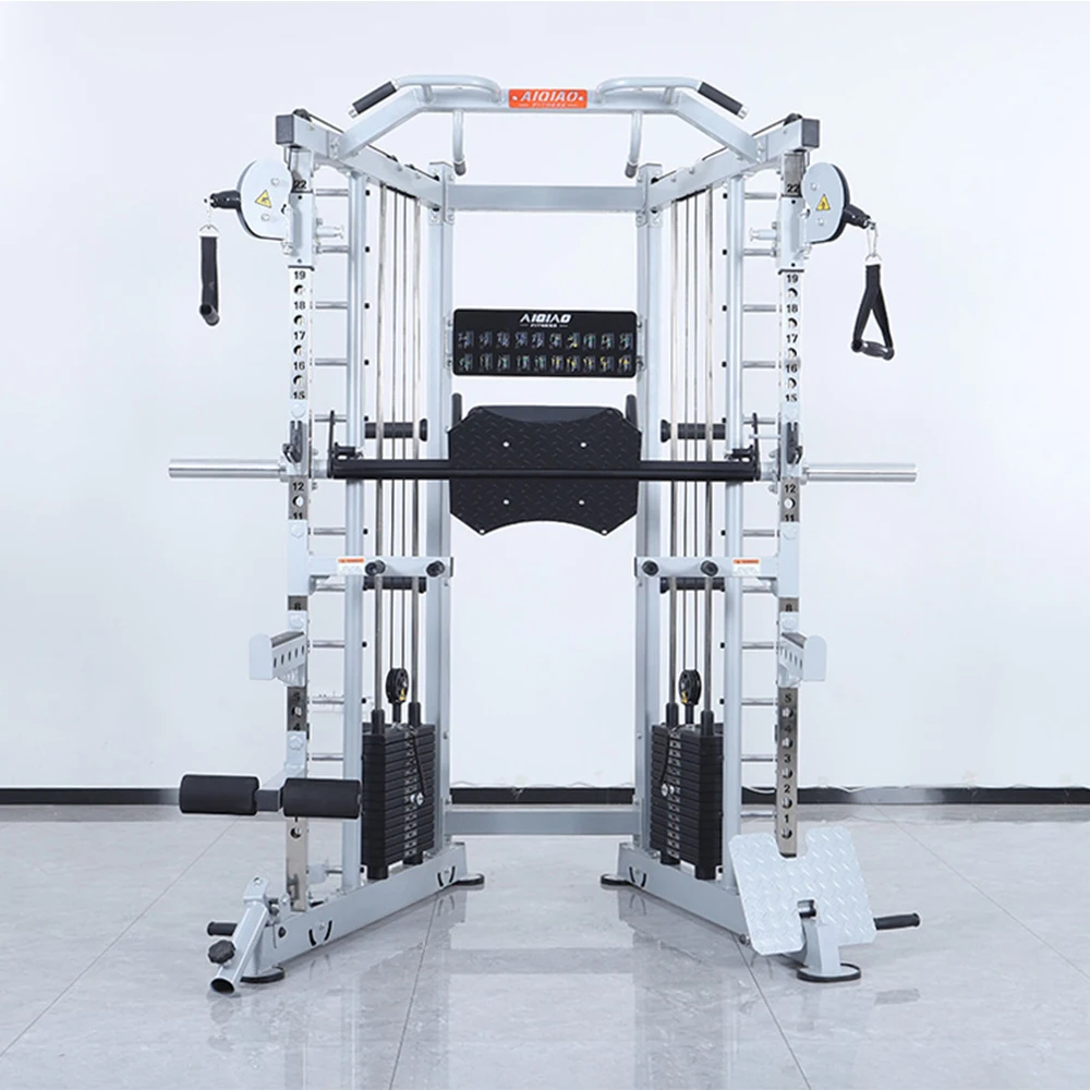 Gym Fitness Equipment Multi Functional Trainer Cable Machine All In One Smith Machine Station Half Cage Power Rack