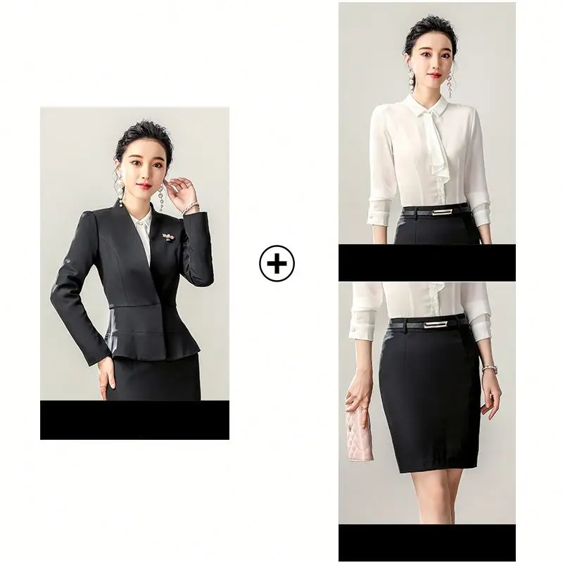 Wholesale white 2-piece professional work clothes  business and casual suits Suit skirt