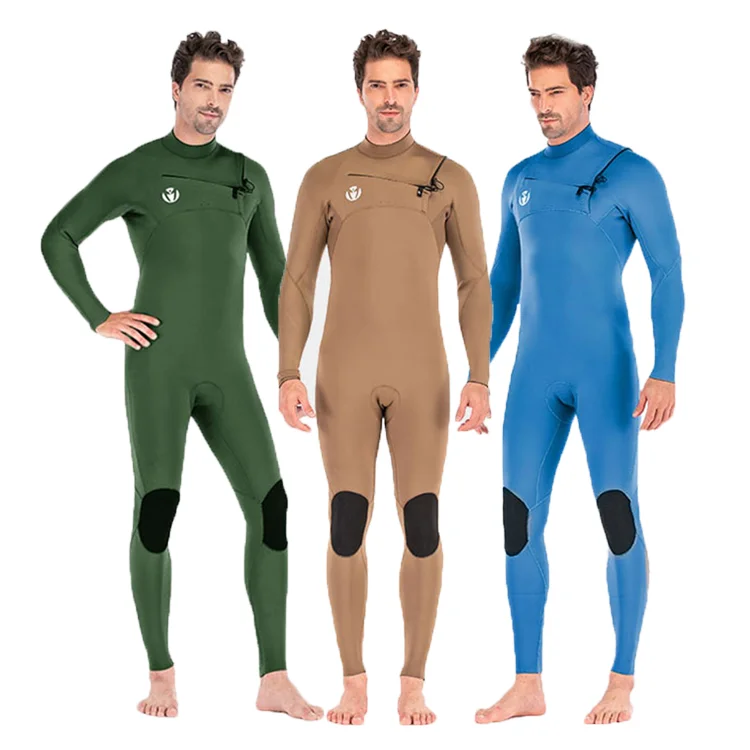 DIVESTAR Customized 2/3mm 3/4mm 4/5mm 5/6mm Long Sleeve Warm Fabric Inner  Chest Zip Surfing Wetsuits