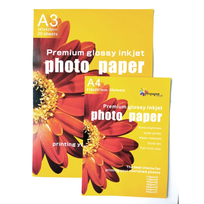 115-260g premium Factory wholesale ultra glossy inkjet printing A4 A3 size photo paper for Epson printer
