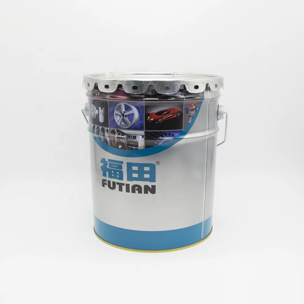 CMYK custom printing 10L 15L 18L 20L grease tinplate pail resin metal bucket with flower lid