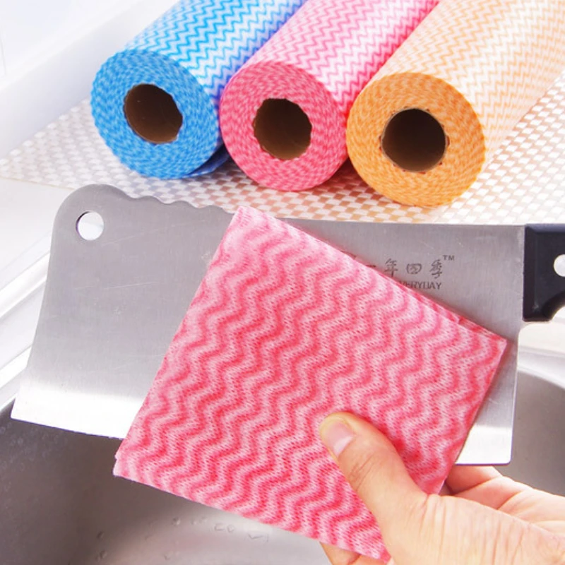 FF2739 Reusable Kitchen Paper Towels Roll Cleaning Wipe Dish Wash Towel Rags Household Disposable Cleaning Cloth