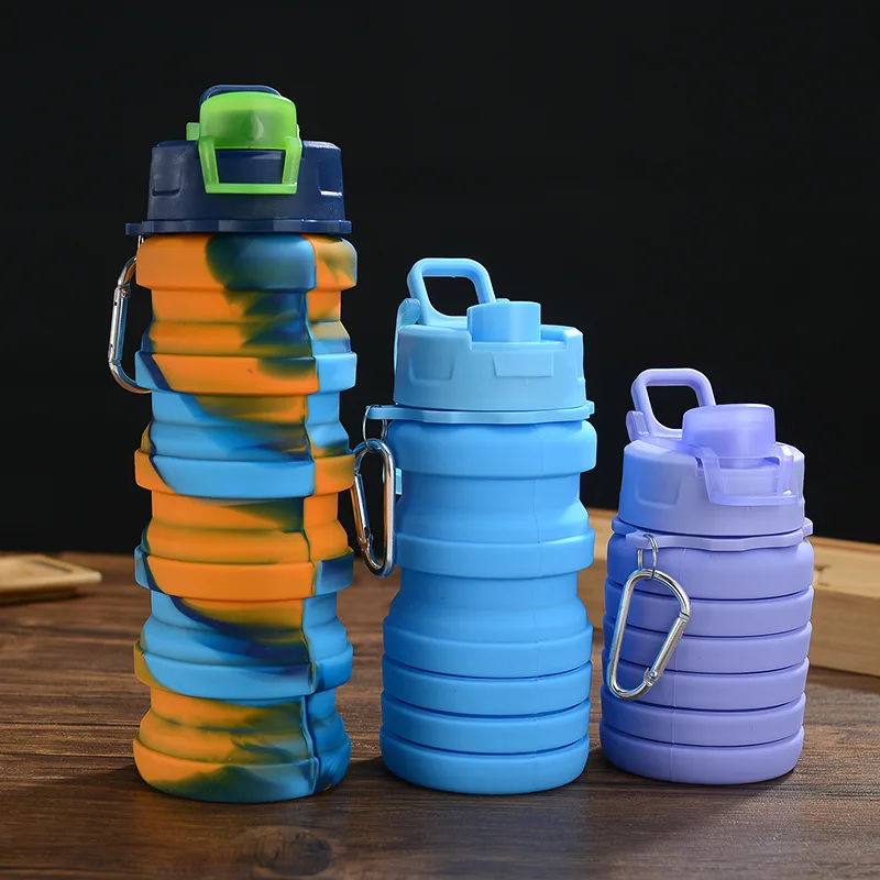 Wholesale Folding Cup  Multifunctional Collapsible Silicone Cup 500ml Folding Sport Water Bottle Retractable Travel Drink Bottle