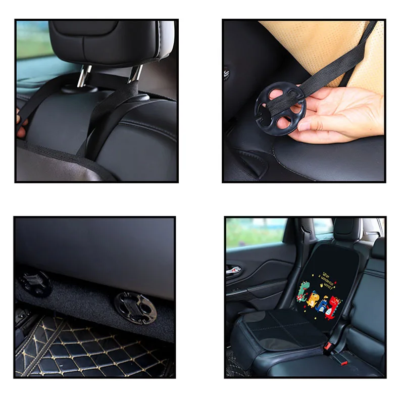 Car Leather Seats 3D Non-Slip Anti-wear Thick Padding With Mesh Pockets Child Baby Car Seat Cover Protector