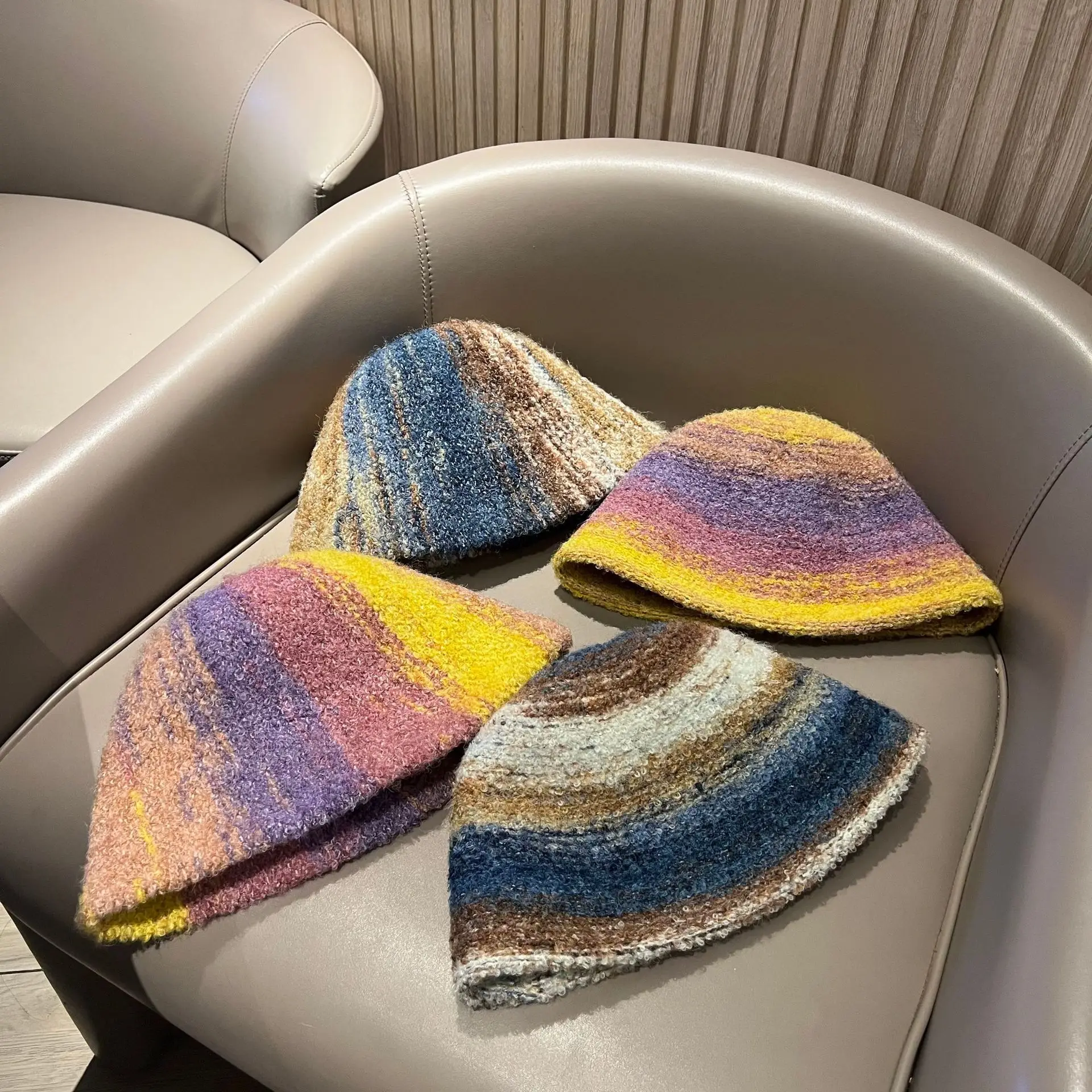 High Quality Gradient Ramp Fishermen Hat Personalized Colorful Tie dyed Tweed Bucket Hat for Women