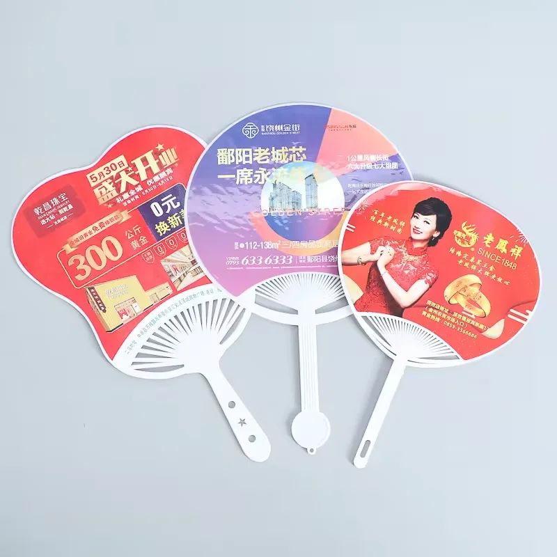 Customized Shape Custom Cmyk Printed Folding PP Plastic Fan For Advertisement Promotional Gift Handfan Custom Plastic Hand Fan