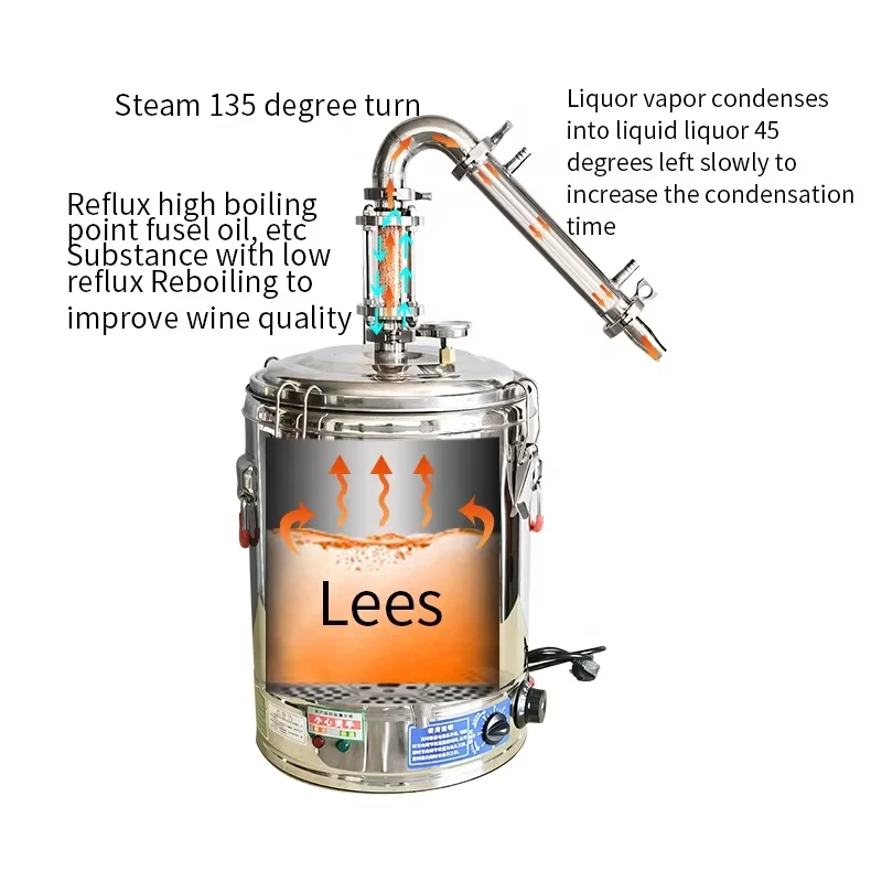 15L 50L 70L Customizable size stainless steel still tank boiler Copper alcohol distiller