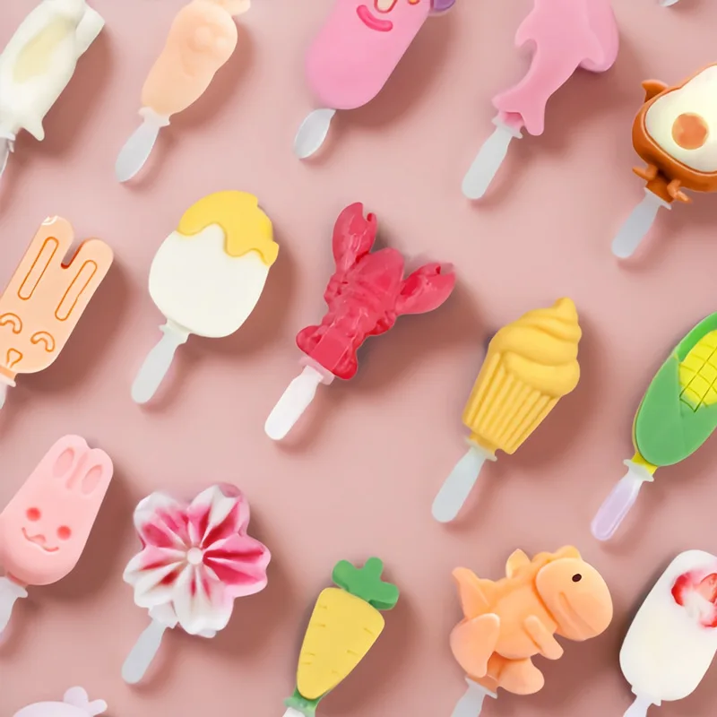 custom DIY household children cartoon Food Grade Custom Ice Cube Molds Trays Set Silicone Large Round Ice Making Molds